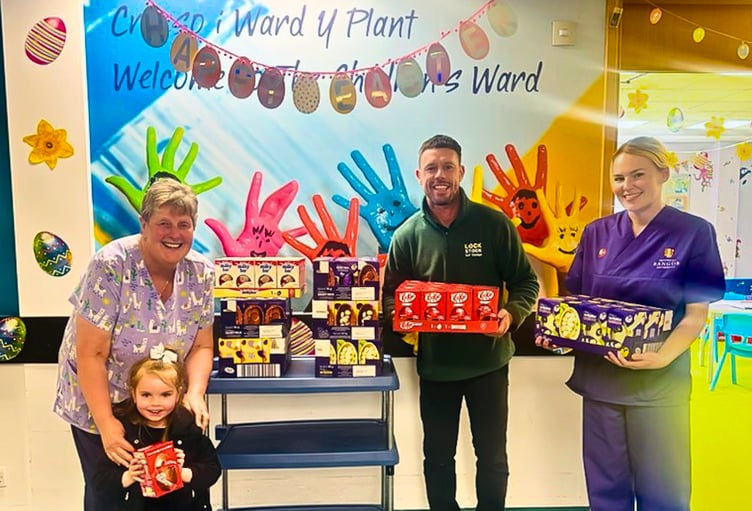 Lock Stock Self Storage’s Lee Hanson  with Family Support Worker Liz Taylor, left, five-year-old Harper Maher and student nurse Anna Jones