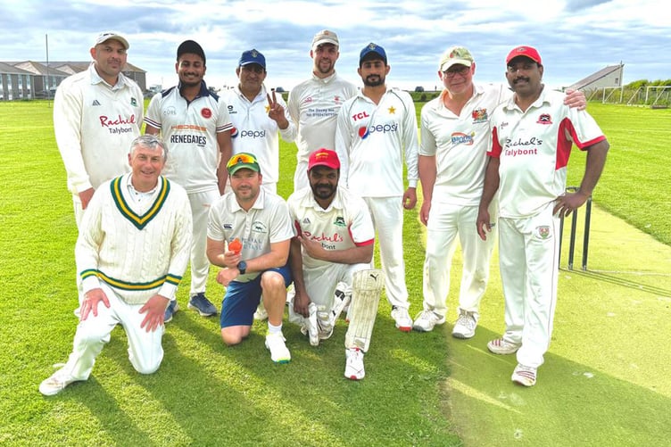 The league composite team (pictured) took the bragging rights against Aberaeron
