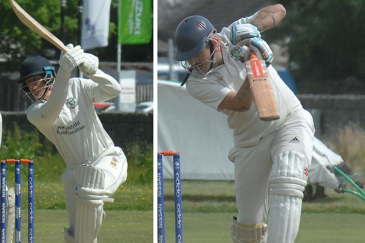 Jack Williamson, left, scored 50 and took 3 for 13 and Jack Williams who made 45 not out