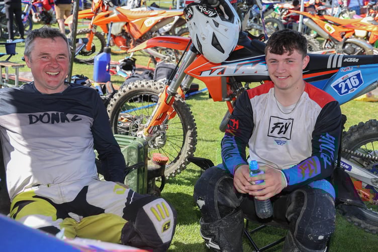 Will and Ifan Jones, of Pontrhydfendigaid, take a well earned break in between races
