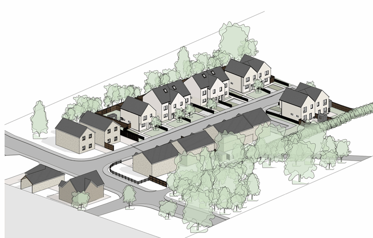 3D site plan for Tŷ Gwynedd, Morfa Nefyn. Image: Saer Architects
