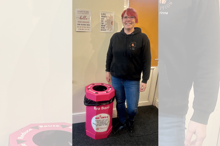 Corinna Robinson with her pink bin