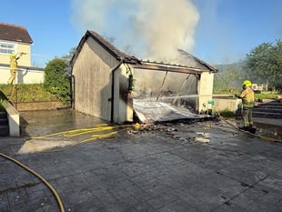Llangrannog garage completely destroyed by fire