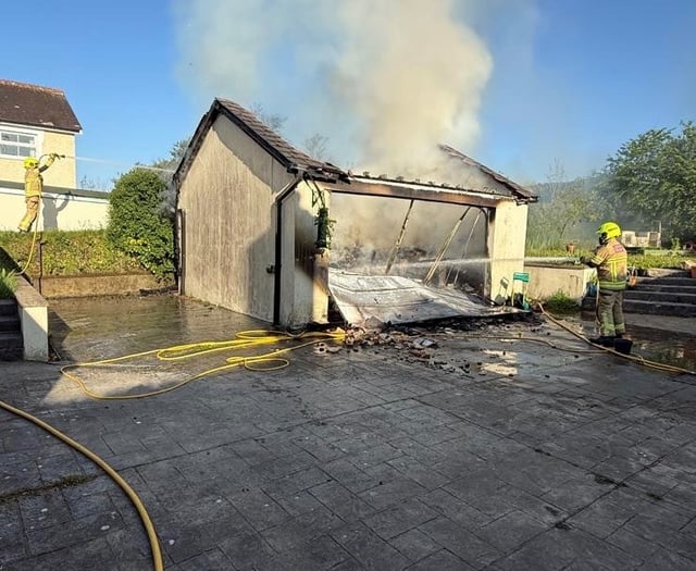 Llangrannog garage completely destroyed by fire