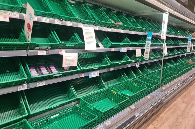 Machynlleth's Co-op shelves were empty on the Bank Holiday Monday following the Comedy Festival