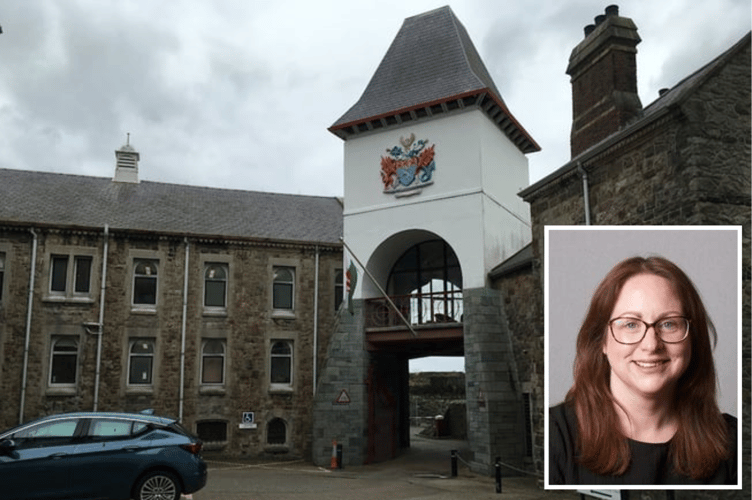 Cllr Elin Hywel, inset, and Gwynedd Council headquarters, main