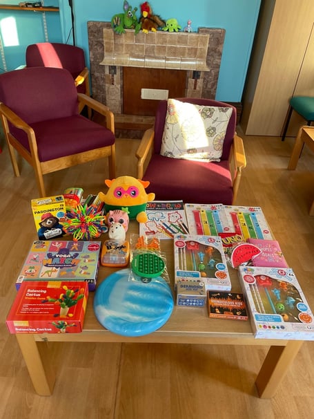 Toys, books and game for Ty Helyg SCAMHS