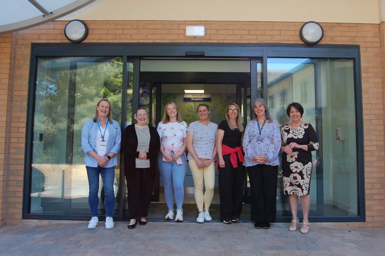The cancer unit staff outside the new unit, who have been working hard to prepare the ward for their first patients on Monday