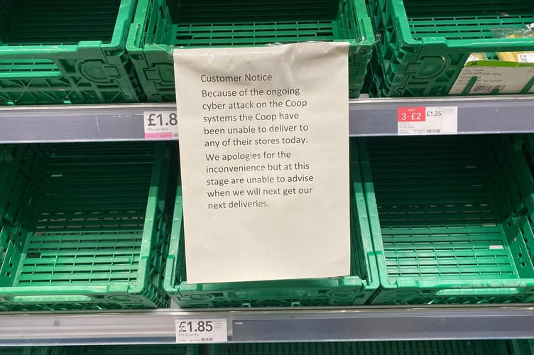 Customer notices has been in place in Machynlleth Co-op for over a week