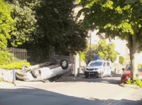 Car flipped upside down in two-vehicle collision in central Aber
