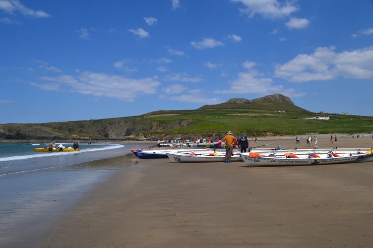 Boats gathered before the race