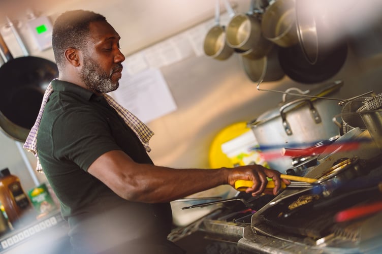 Phillip Powell in his new kitchen