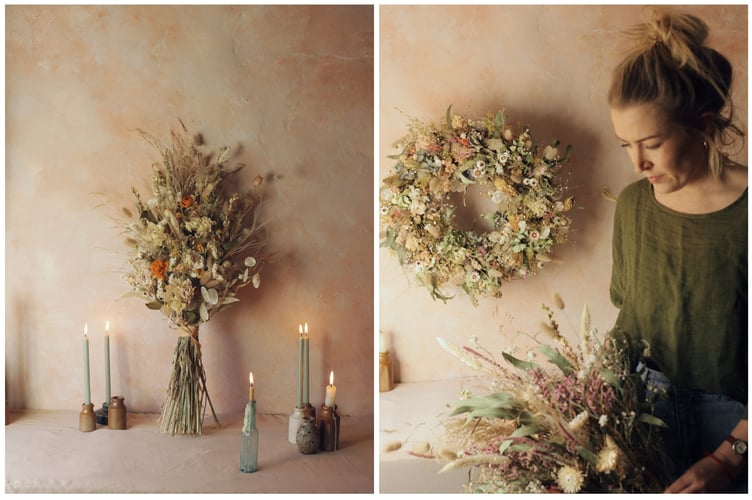 "Whenever possible, my creations are made from plants I’ve grown or foraged where I live, with the added touch of flowers kindly grown and dried by my mum. When I need to source additional flowers, I turn to a nearby grower just over the border, and will always choose British grown where possible."