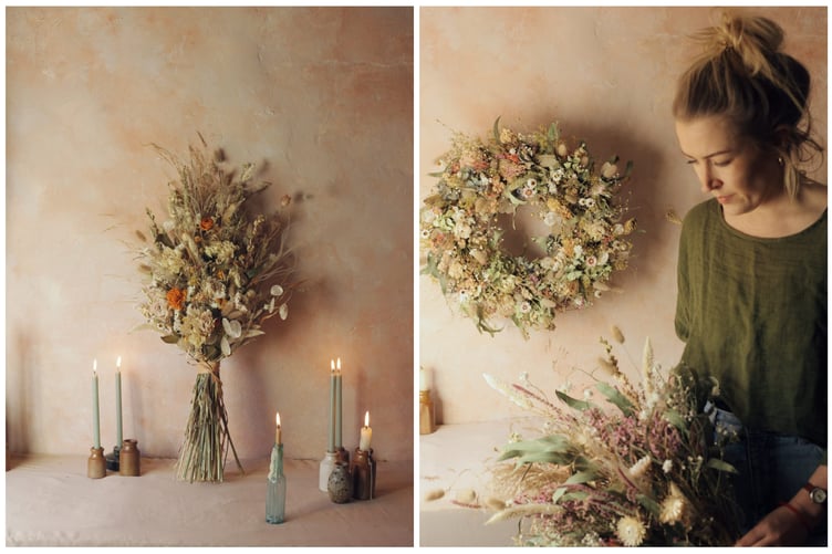 "Whenever possible, my creations are made from plants I’ve grown or foraged where I live, with the added touch of flowers kindly grown and dried by my mum. When I need to source additional flowers, I turn to a nearby grower just over the border, and will always choose British grown where possible."