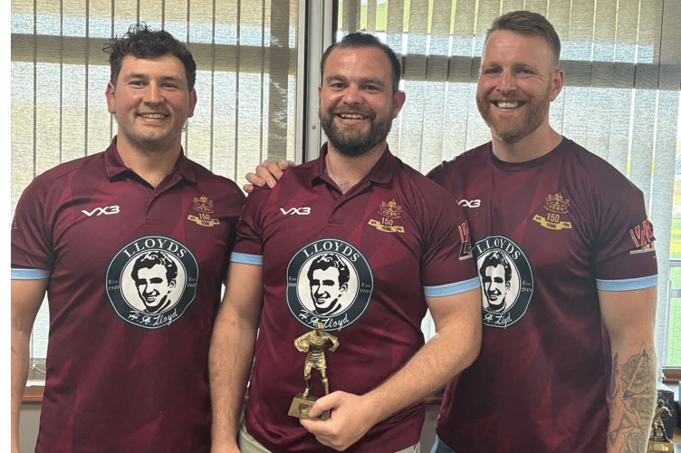Left to right: coach Trystan Lloyd, captain Brynmor Jones and coach Rhys Jones