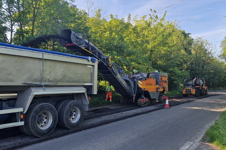 Work underway on the A499 near Glynllifon, Caernarfon. Photo: Gwynedd Council