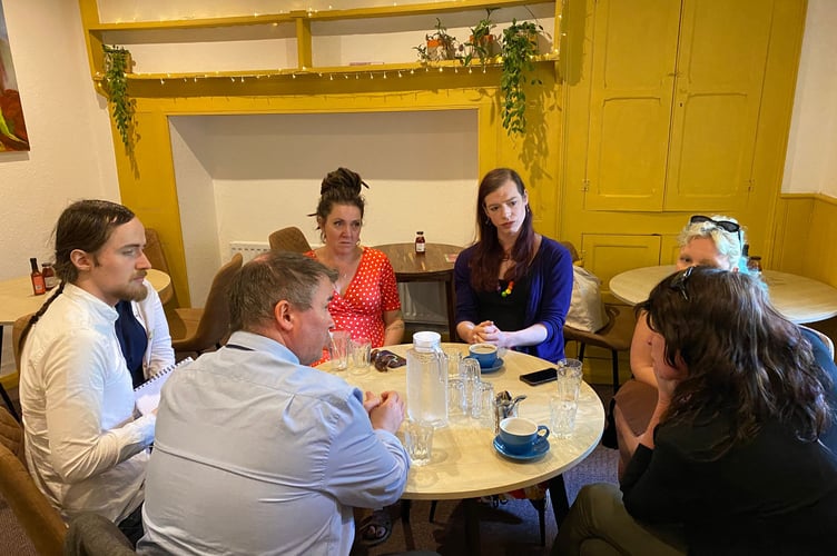 MP Steve Witherden at the meeting with Balchder Machynlleth Pride committee members