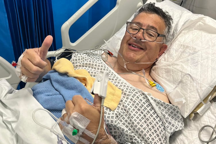 Rhys Meirion shared this photograph on social media to update friends, family and fans, and raise awareness of bowel cancer screening