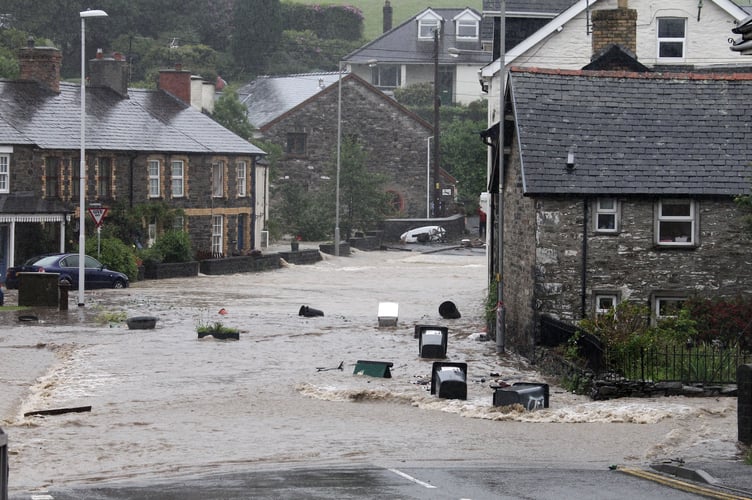 Photo Code DPJ140637 Photo Arwyn Parry Jones 14June12 Ref Dylan; Floods at Talybont, Ceredigion.