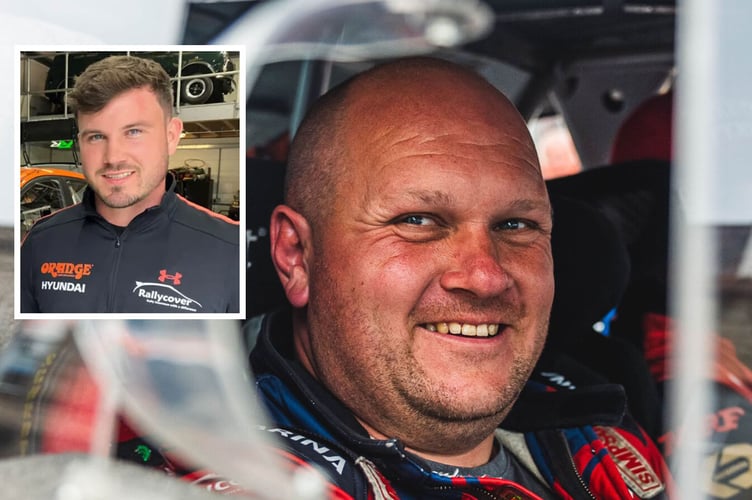 Dai Roberts died in the crash at the Jim Clark Rally on Saturday morning. Inset, James Williams suffered serious injuries (Photos: James Williams Rallying)
