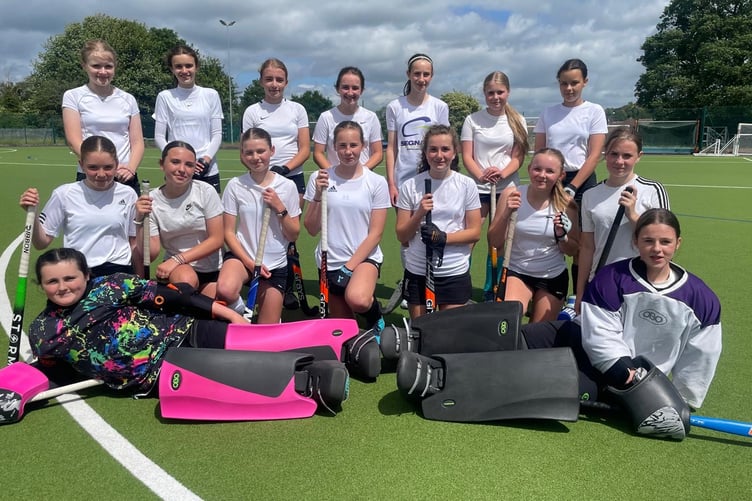 North Wales U13 Girls with players from Dysynni Nel Pughe (back, far left), Polly Richards middle, second from left) and Evie Hodges (middle, far right)