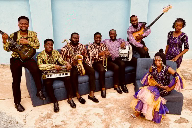 Florence Adooni and her nine-piece high life band, will perform live at Cardigan’s Mwldan tonight