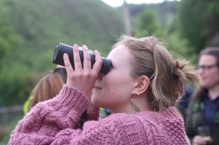 A volunteer spotting swifts in nearby Ceinws