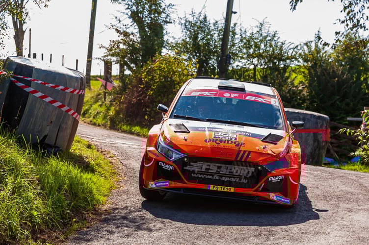 James Williams and Dai Roberts competing at Rali Ceredigion in 2023