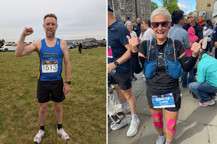 Shelley Childs at the Run Cheshire Spring 5K and Karen Kentish at the start of the Edinburgh Marathon
