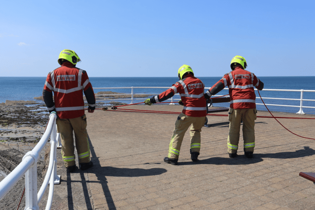 Aberystwyth firefighters take part in seafront training exercise