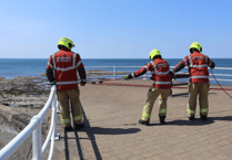 Aberystwyth firefighters take part in seafront training exercise