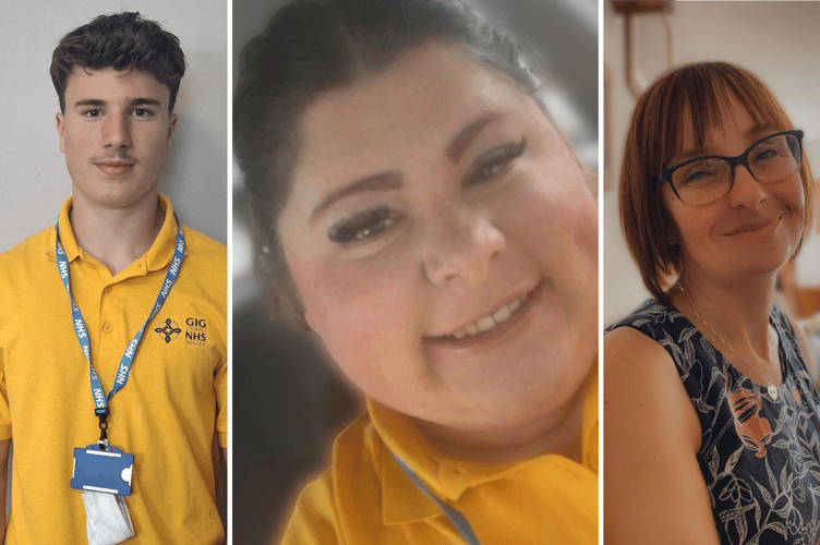 Carter, Carla and Ali. Photo: Hywel Dda Health Board