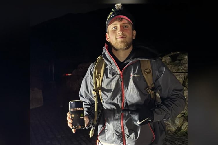 Gabriel McKenzie is no stranger to Yr Wyddfa. He is pictured here after completing the National Three Peaks Challenge last October