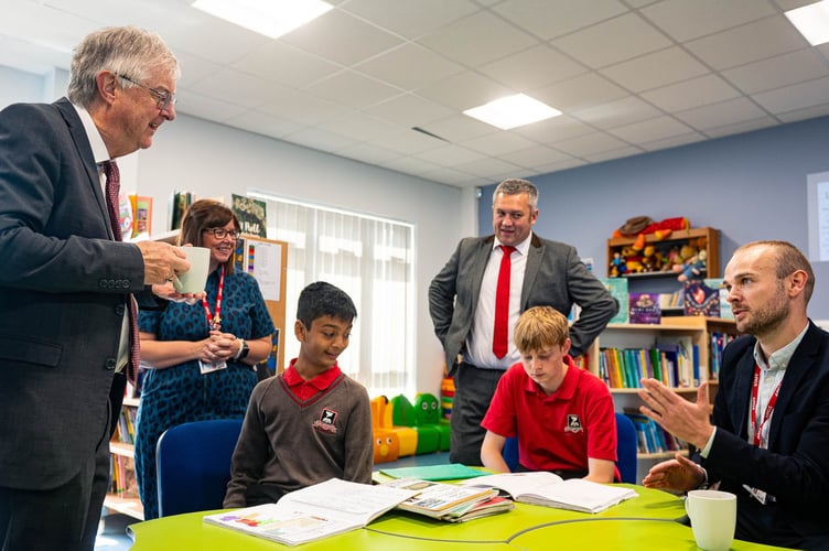 Welsh Language Secretary Mark Drakeford visited Ysgol Henry Richard in Tregaron