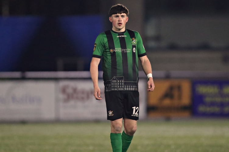 ABERYSTWYTH, CEREDIGION, WALES - 21st MARCH 2025 - Tom Mason of Aberystwyth Town during Aberystwyth Town vs Briton Ferry Llansawel in Round 29 of the JD Cymru Premier Play-Off Conference at Park Avenue, Aberysywth (Pic by Sam Eaden/FAW)