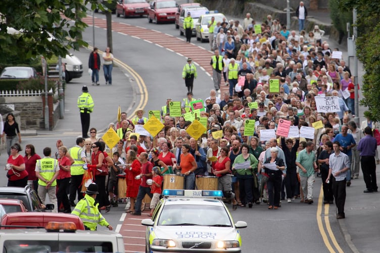 Bronglais March  APJ13J36  Ref Patrick - Photo Arvid Parry Jones. Protest March - Penglais Hill..... See Patrick for details....