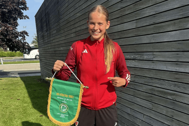 Katie after she scored her first goal for Wales against the Republic of Ireland