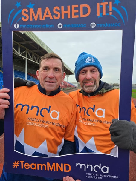 David Scott, who is living with MND and his close friend Justin Middleton who has organised the challenge