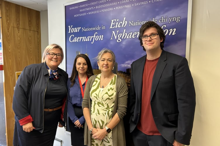 Liz Saville Roberts MP with the team at Nationwide Caernarfon