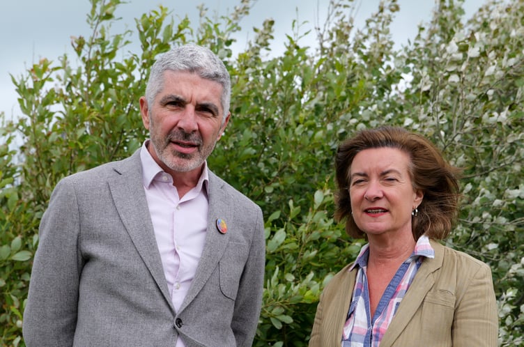 First Minister Eluned Morgan and Commissioner Derek Walker in Borth