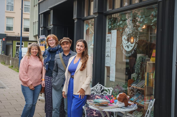 Freya Blyth (right) Aber Poetry Festival director with some of the featured poets