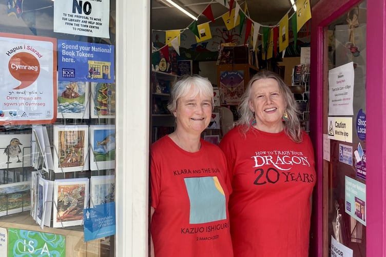 Niki and Karen, owners of Gwisgo Bookworm in Aberaeron