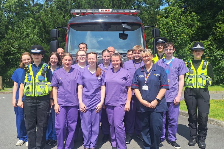 Nursing students along with police, fire fighters and paramedics who took part in the major incident simulation this week