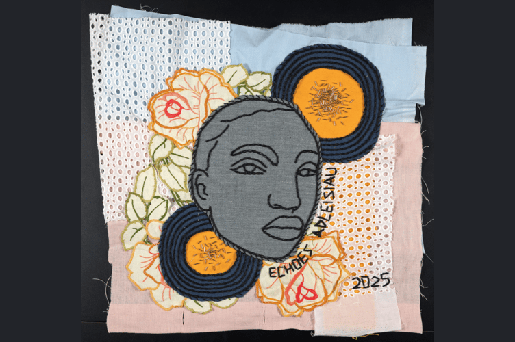 Ophelia Dos Santos created Adleisiau/ Echos in response to Anya Paintsil's work Dannedd Dodi/ False Teeth, focusing on themes of belonging and representation