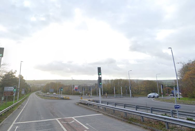 The A487 at Cardigan near the Tesco junction