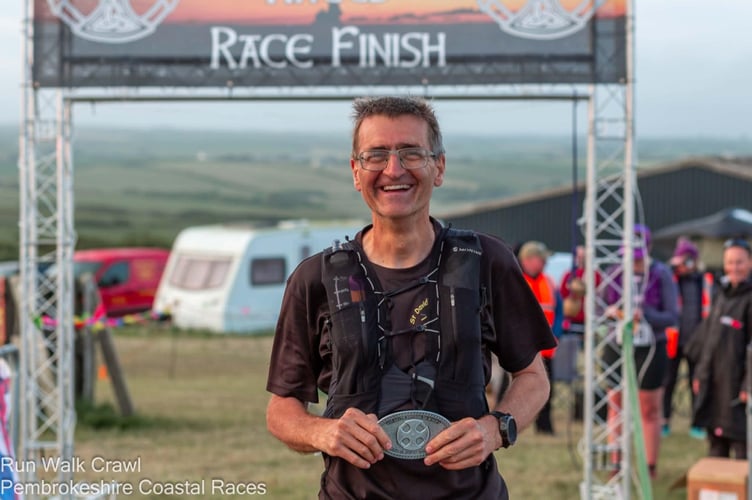 Balazs still smiling at the end of his 100 miles