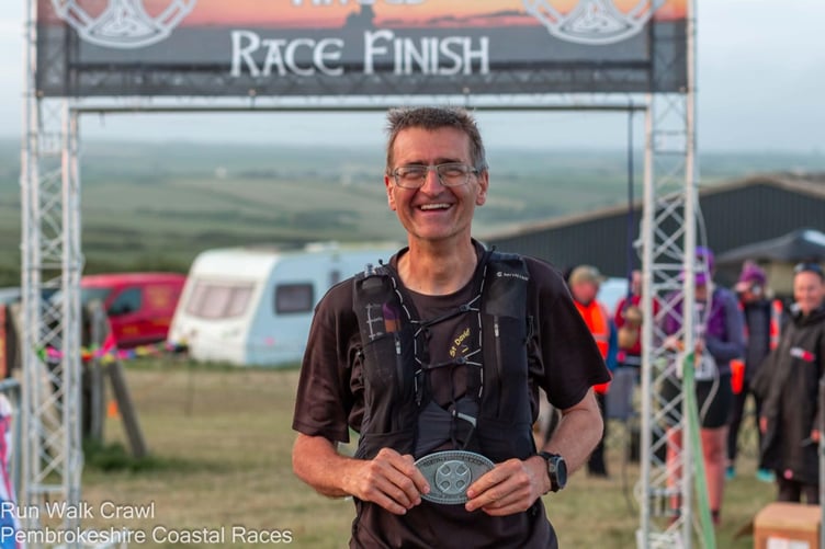 Balazs still smiling at the end of his 100 miles