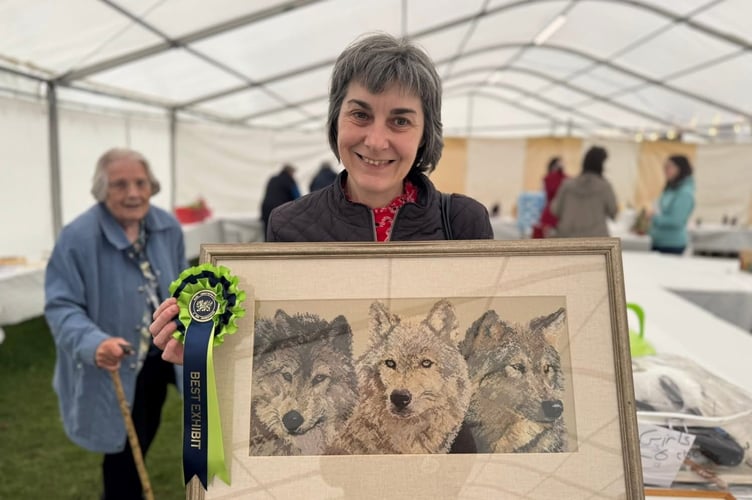 Carol Morris, winner of Best Exhibit in Handicrafts section. 
Photo: Tegwen Morris