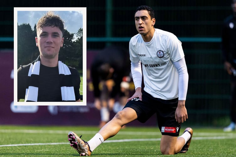 CARDIFF, WALES. 9TH NOVEMBER 2024:
Hussein Mehasseb of Bala Town during the warm up.
Cardiff Metropolitan University v Bala Town in the JD Cymru Premier at Cyncoed Campus on the 9th November 2024. (Pic by Lewis Mitchell/FAW)