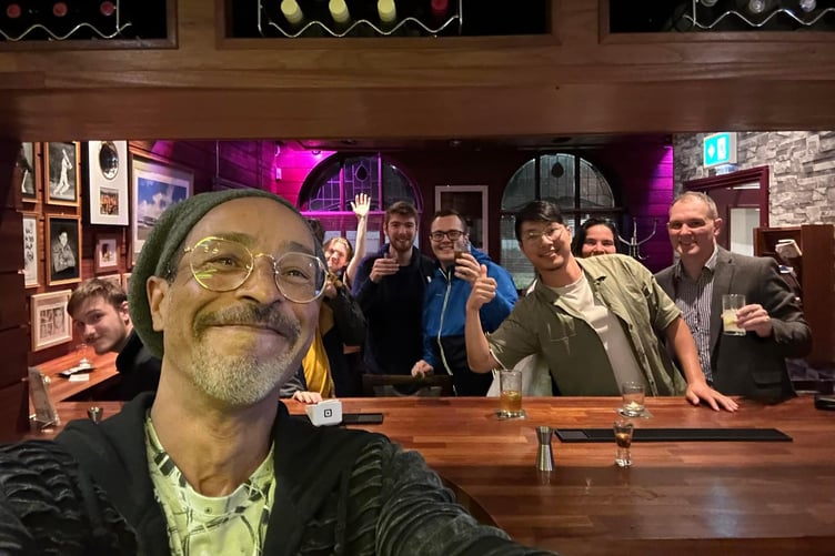 Gareth James (left) with some happy customers